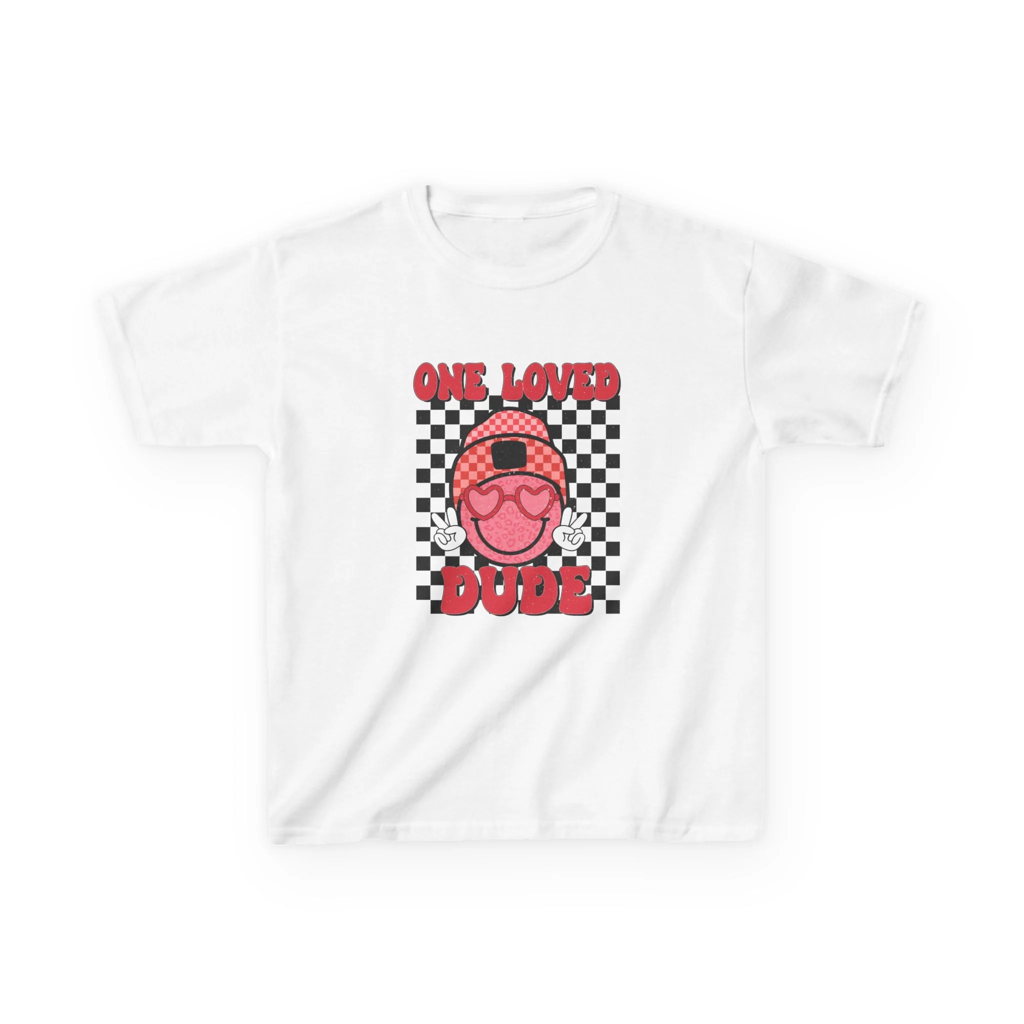 One Loved Dude Kids Tee | Retro Smiley Checkerboard