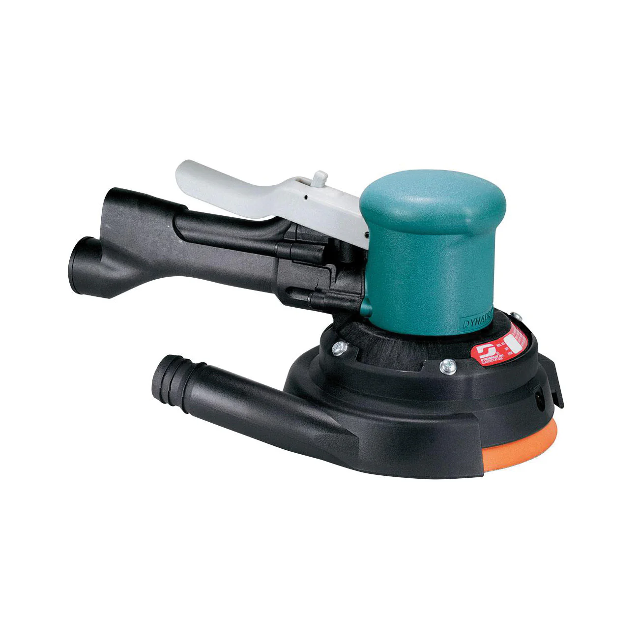 Dynabrade 58444  ~  6 Inch Diameter Two-Hand Gear-Driven Sander Central Vacuum .4 Hp 900 Rpm Rear Exhaust Hook-Face Pad