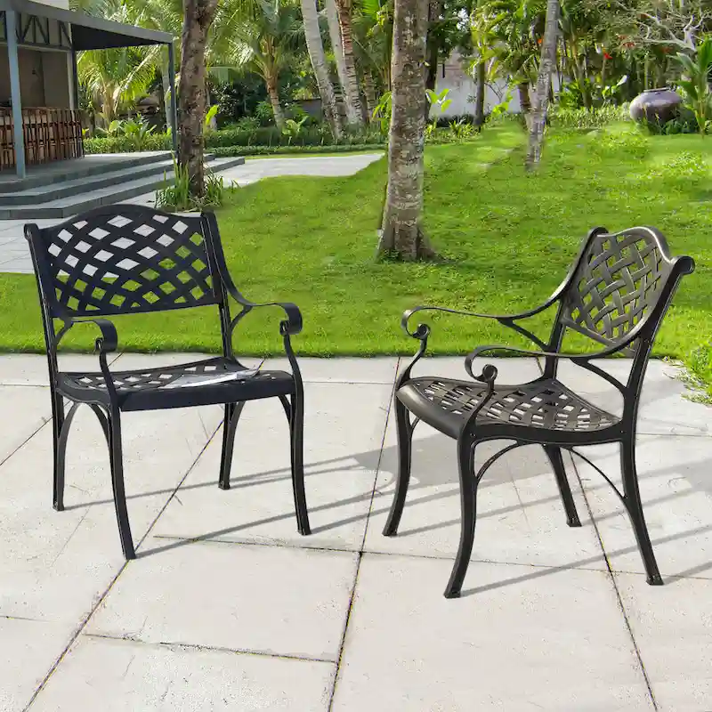 Outdoor 2 Piece Cast Aluminum Bistro Chairs