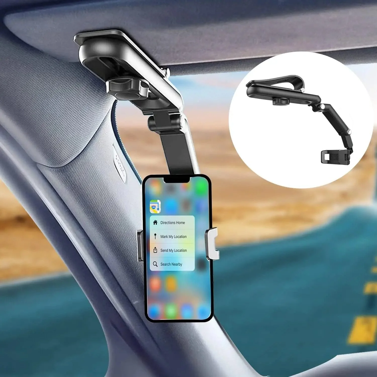 VisorClip Holder | Innovatieve houder voor mobiele telefoons in de auto!