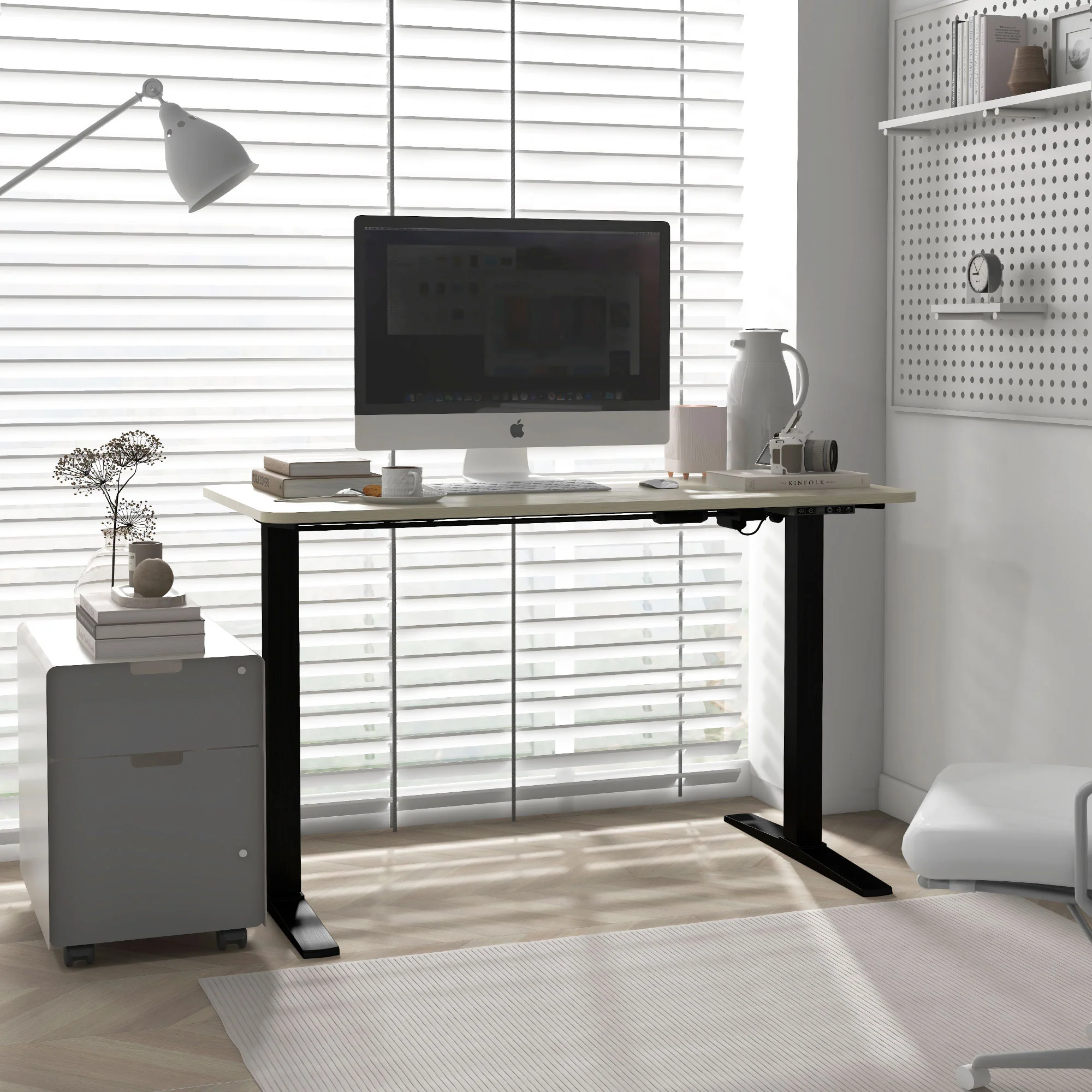 Easycomfort Struttura Scrivania Elettrica Regolabile in Altezza con Modalità Defaticante, 110x60x71-116 cm, Nero