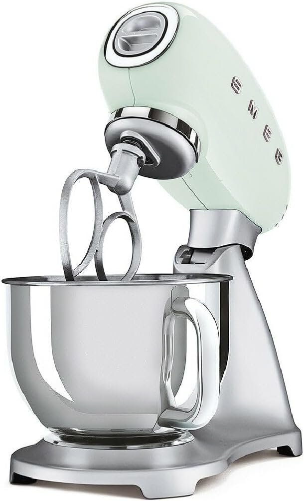 Smeg, SMF02PKEU Küchenmaschine, 10 Geschwindigkeitsstufen, Planetenrührwerk, Sicherheitsabschaltung, 2 Rührbesen, Kugelgriff aus Edelstahl, 800 W, Rose