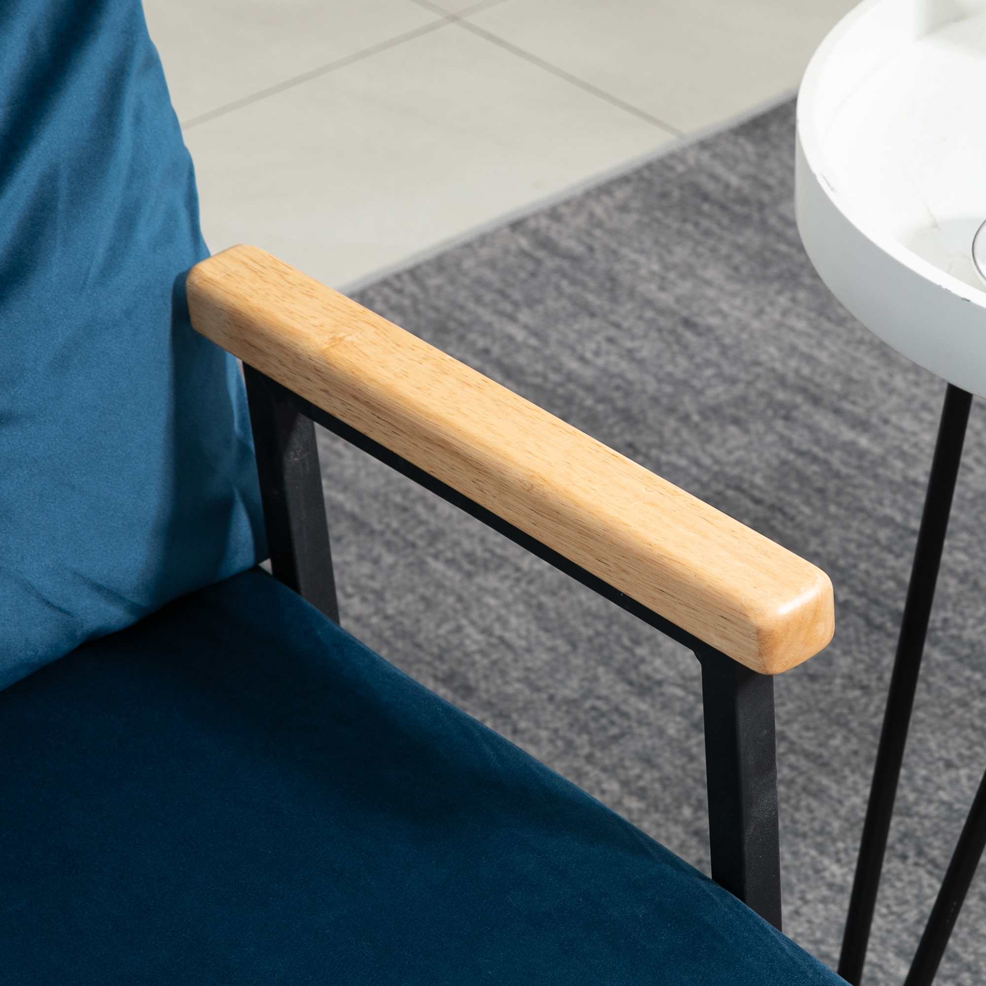 HOMCOM Slaapbank 2-zitsbank Fluweelbank, Slaapfunctie, incl. 2 Kussens, Fluweel Optiek, Natuur + Blauw