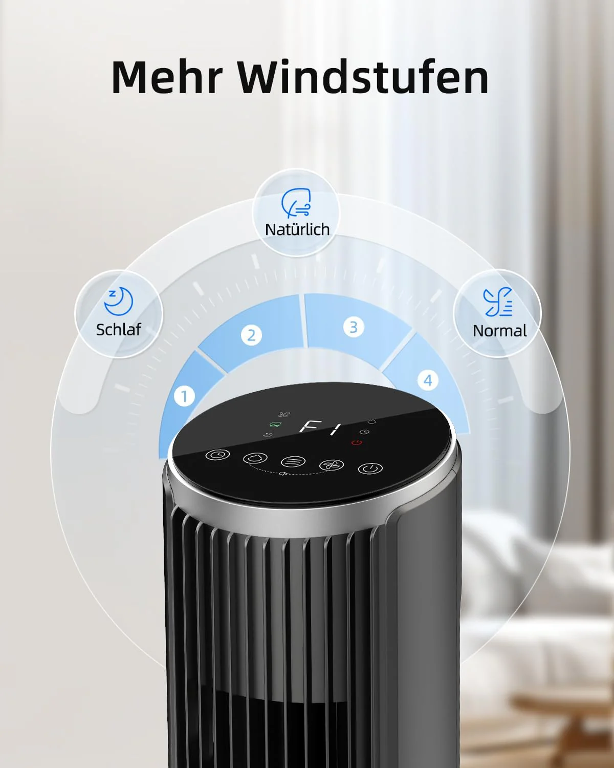 Ateroll Leiser toronyventilátor hálószobába, távirányítós állóventilátor, 90°-ban oszcilláló, 4 sebességfokozat, 3 üzemmód, 12 órás időzítő, LED kijelző, 91 cm-es elektromos hűtőventilátor, fekete
