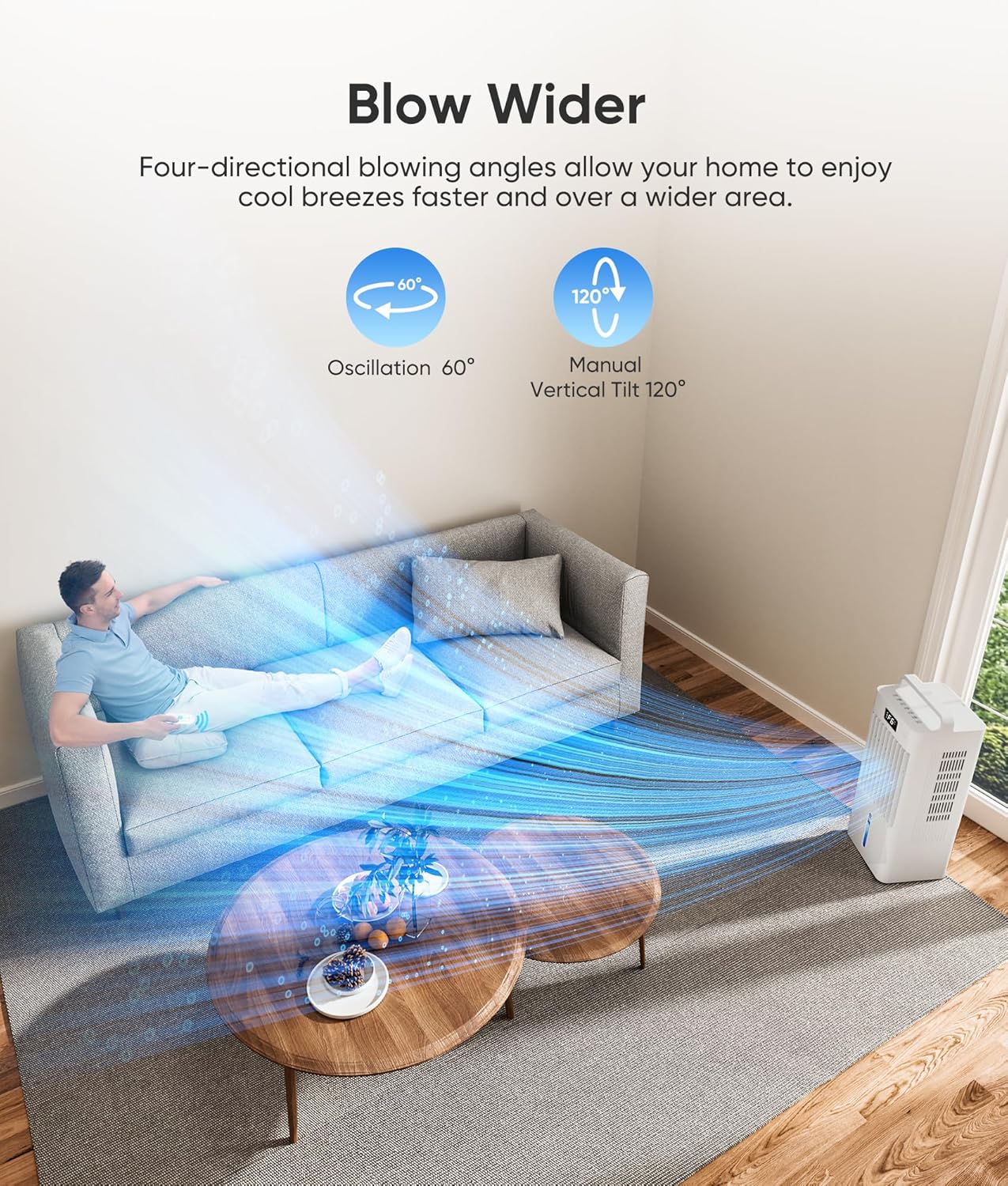 Portable Air Conditioners, 3-IN-1 Swamp Cooler, Evaporative Air Cooler,Remote & Touch Control, 90掳+90掳 Oscillation,LED Screen, Air Coolong Fan for Outdoor Indoor