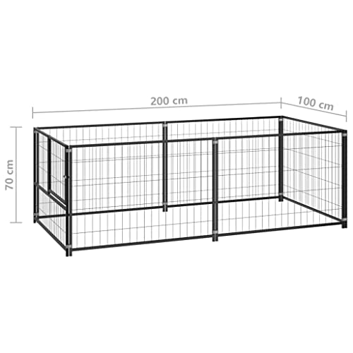 Canile esterno gabbia recinto parco animali cane nero 200 x 100 x 70 cm acciaio 02_000508 : Amazon.it: Prodotti per animali domestici