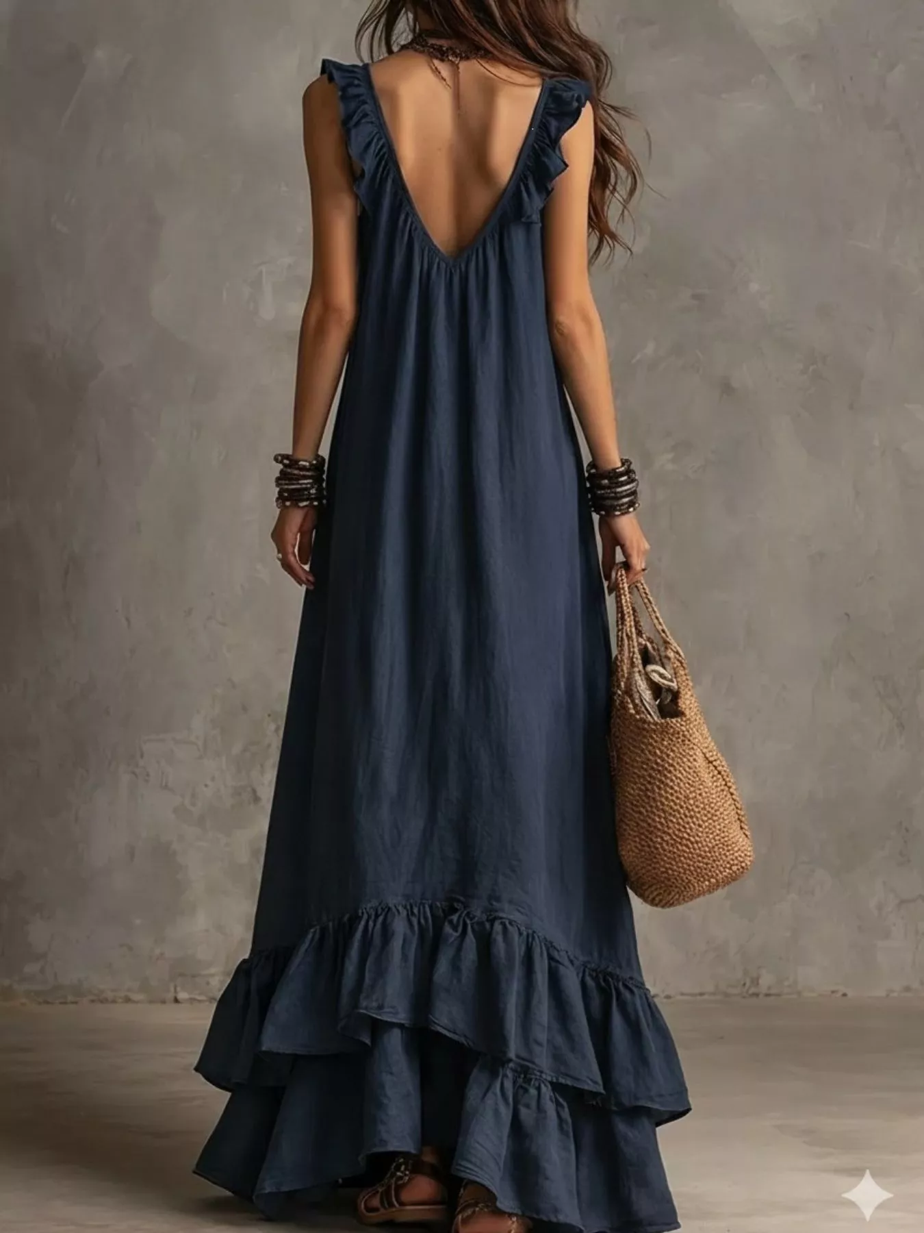 Ruffled Sleeveless Maxi Dress