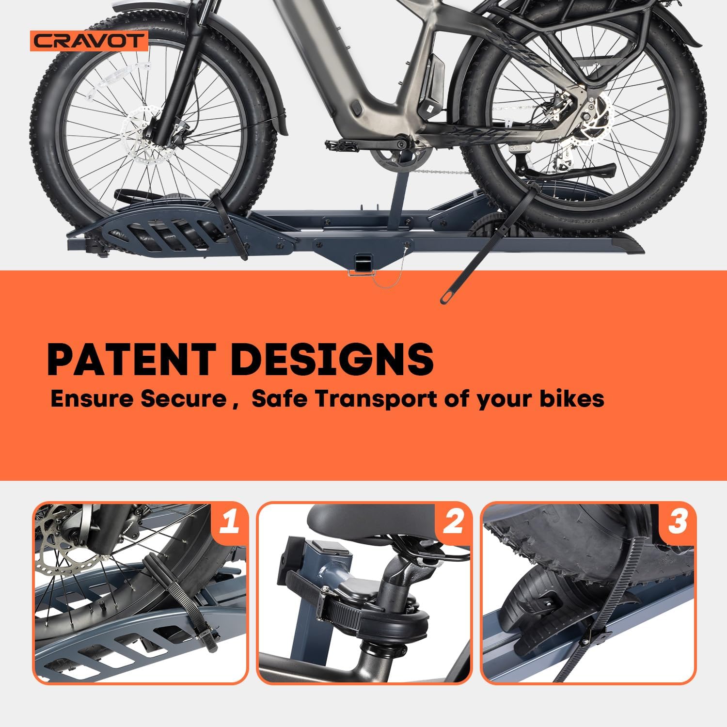 Cyberrack E2 Hitch Ebike Rack with Ramp, 200 Lbs Capacity