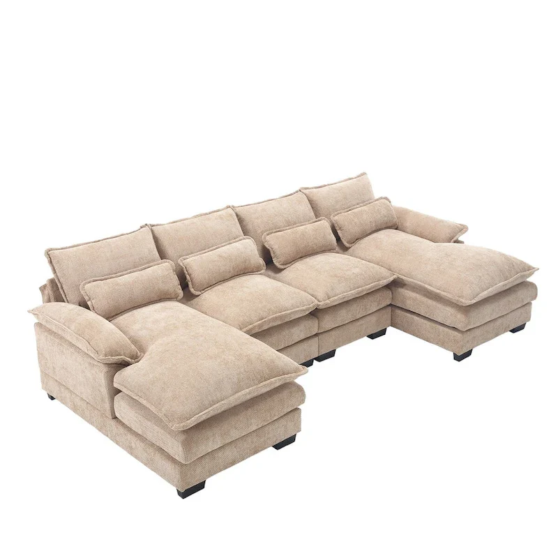 U-Shaped Chenille Sectional Sofa - Reversible Modular Seating