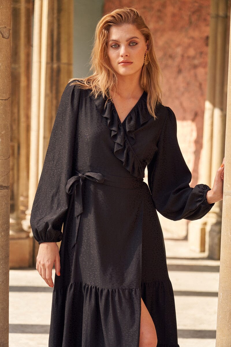 Carrie Jacquard Midi Wrap Dress