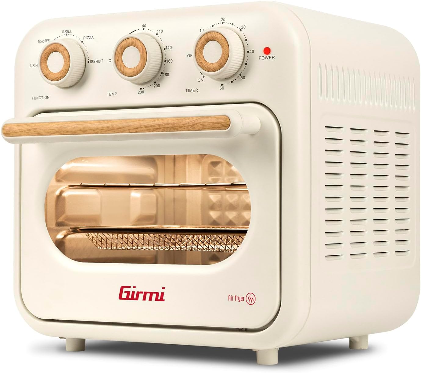 Girmi FG28 Friggitrice ad Aria e Forno Multifunzione, 1300W, 14 Litri, Maxi Ventola, 230 °C, 5 Funzioni, Luce Interna, Ricettario e Accessori Inclusi