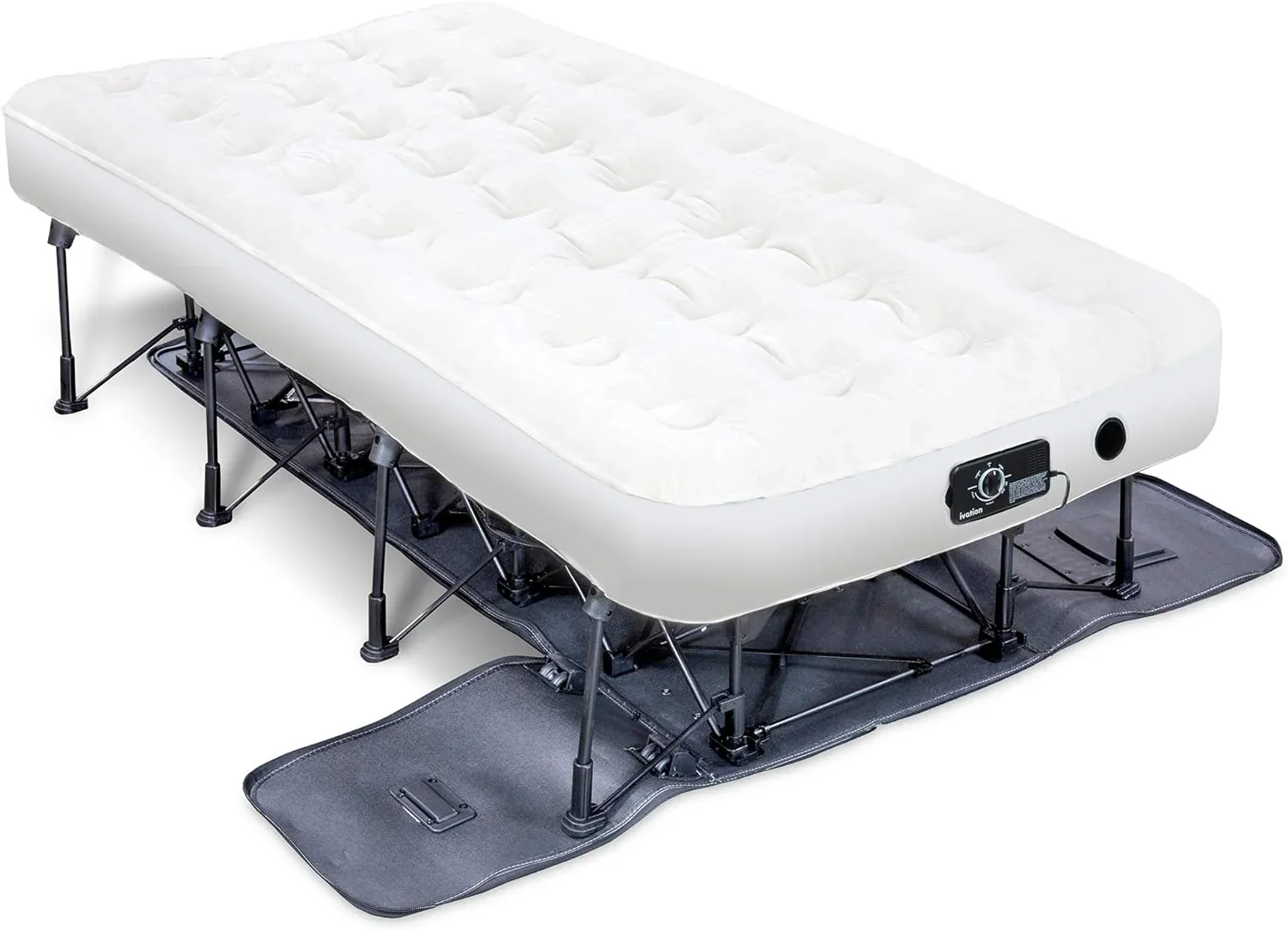 Ivation EZ-Bed (King) légmatrac vázzal és gurulós tokkal, önszabályozó felfújással, automatikus kikapcsolással, kényelmes felülettel, ideális vendégeknek, utazáshoz, nyaraláshoz, kempingezéshez