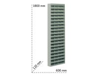 Scaffale portaminuteria Tecnotelai 600x120x1800mm con 76+4 caselle in metallo