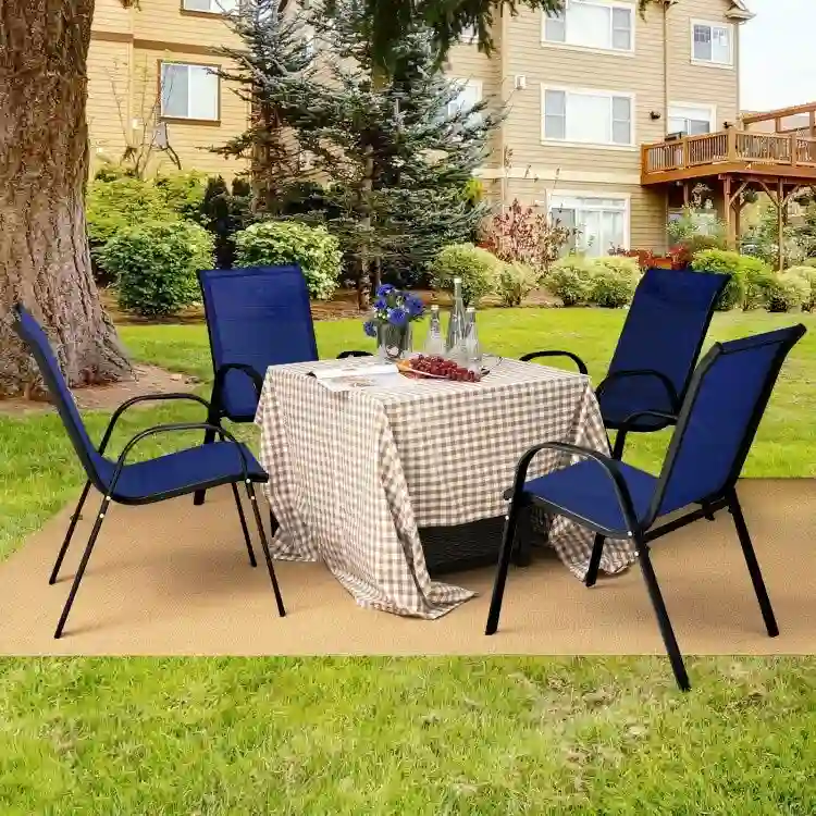 4 Pieces Stackable Patio Dining Chairs Set with Armrest - 29 x 21.5 x 35.5 (L x W x H)