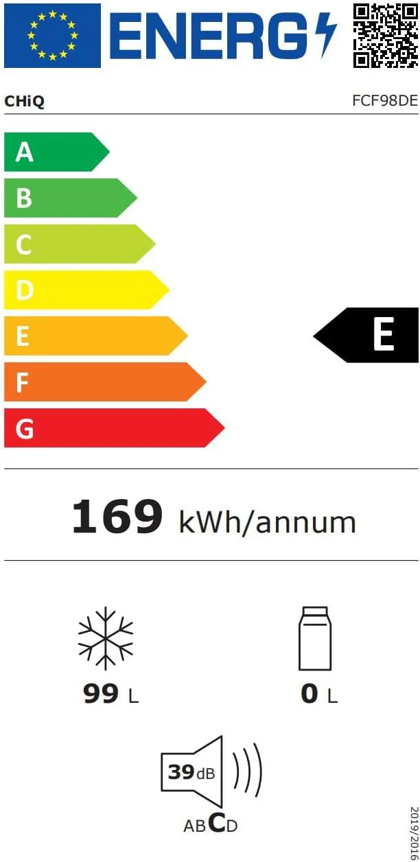 CHiQ FCF98DE Congelatore a pozzetto 99 L, 54,5 x 47,6 x 83,5 cm, congelamento 4 stelle, controllo termostatico, cestello in filo, porta bilanciata, silenzioso, bianco