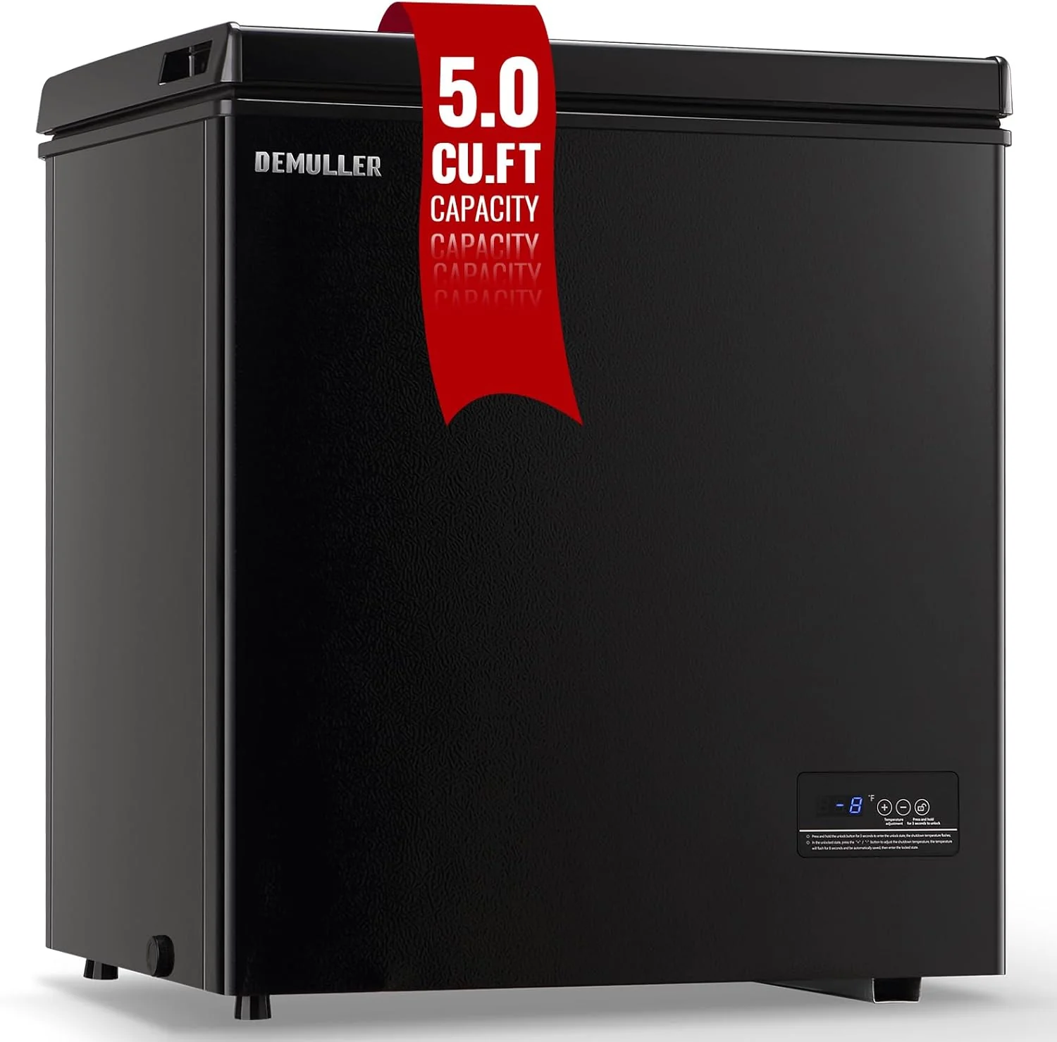 Chest Freezer 5.0Cubic Feet Deep Freezer Freestanding Freezers with 2 Removable Stainless Steel Basket, Mini Freezer Top Open Door Compact Freezer with Electronic Control 41�� to -15��BLACK