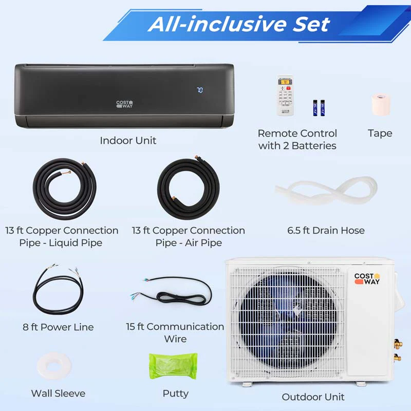 22,000 BTU Wifi Enabled Mini Split Air Conditioner and Heater, 21 SEER2 208-230V Inverter Split AC Unit with Heat Pump