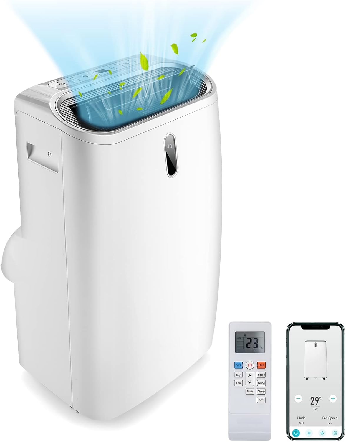 GOPLUS 16000 BTU Klimaanlage mit Abluftschlauch, 5 in 1 mobiles Klimagerät: Kühlen, Heizen, Entfeuchten, Belüften, Schlafmodus | für Raumgröße bis 30㎡ | 24H-Timer | App/Fernbedienung (16000BTU)