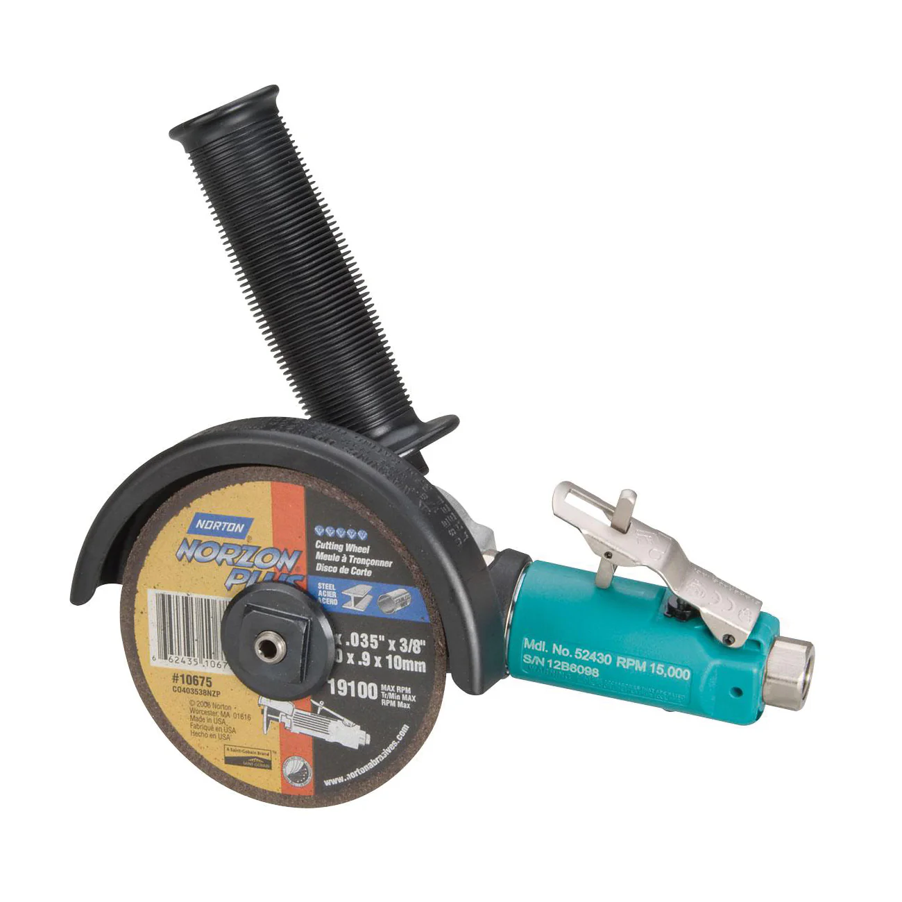 Dynabrade 52430  ~  4 Inch Diameter 7 Degree Offset Cut-Off Wheel Tool .7 Hp 15000 Rpm Front Exhaust 3/8 Inch-24 Spindle Thread