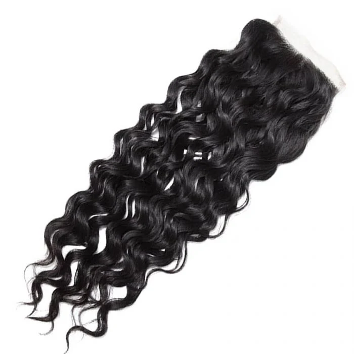 Brazilian Hair 4x4 Lace Closure Water Wave 100% Virgin Hair 10-20 Inch