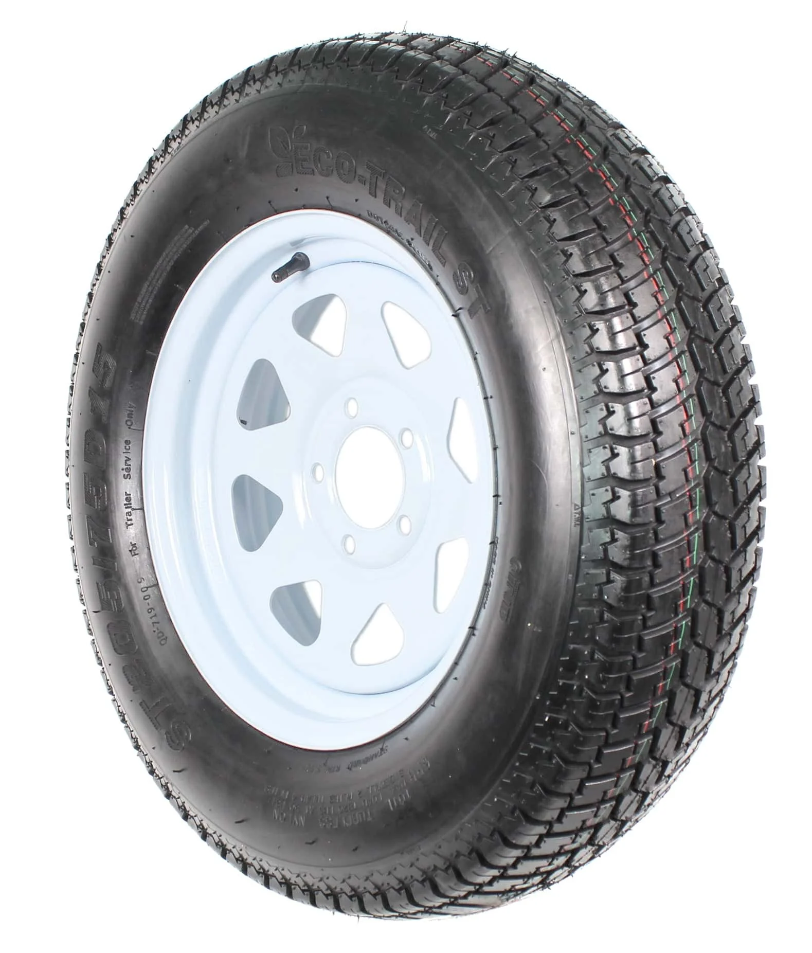 2-pack trailer tires on rim ST205/75D15 205/75 D 15 inch LRC 5-hole white spokes  1