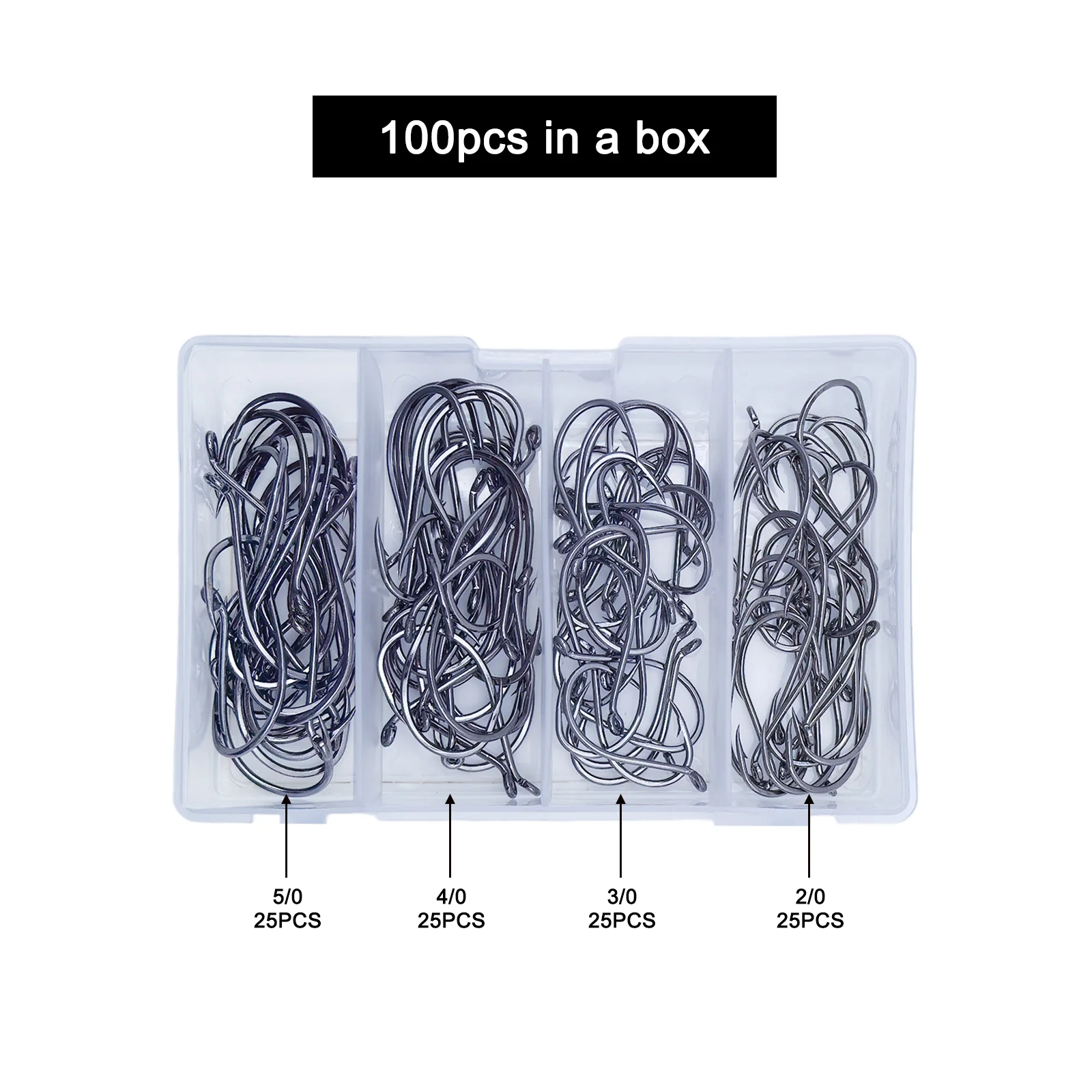 MASTERPRO 100pcs Octopus Beak Hooks �C Sizes 2/0, 3/0, 4/0, 5/0 Fishing Tackle