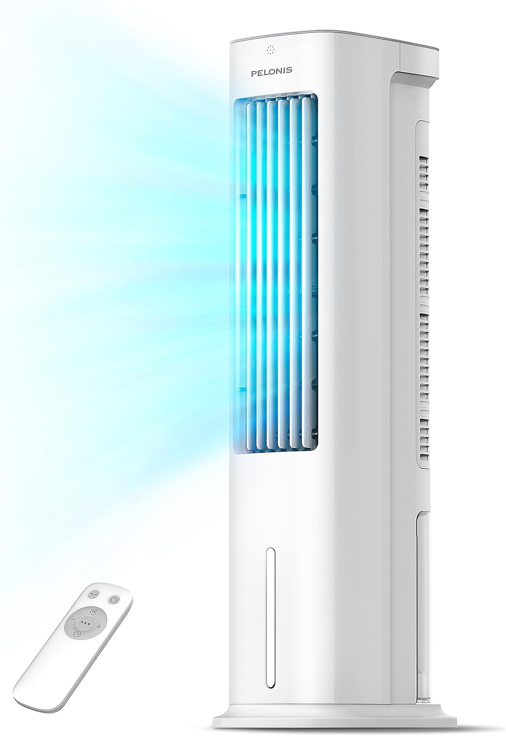 PELONIS 5L Air Cooler, Evaporative Air Cooler with Remote Control, 3 IN 1 Portable with Automatic Oscillation 3 Speeds and 7-Hour Timer, Fan and Humidifier for Home, 2 Ice Packs Included