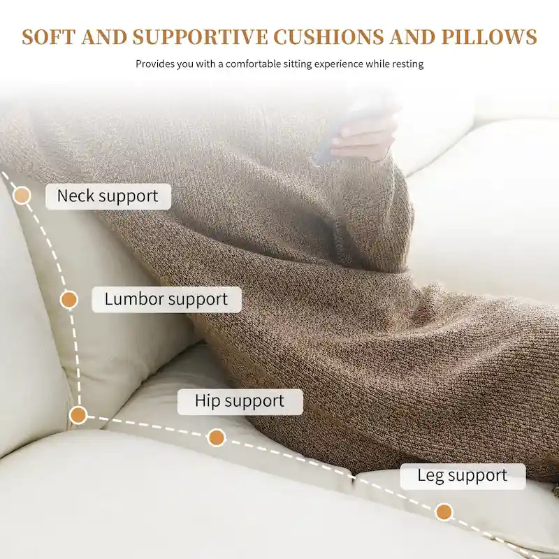 Modern 5-Seat L-Shaped Cloud Sleeper Sofa Couch with Chaise Lounge with Double Seat Cushions