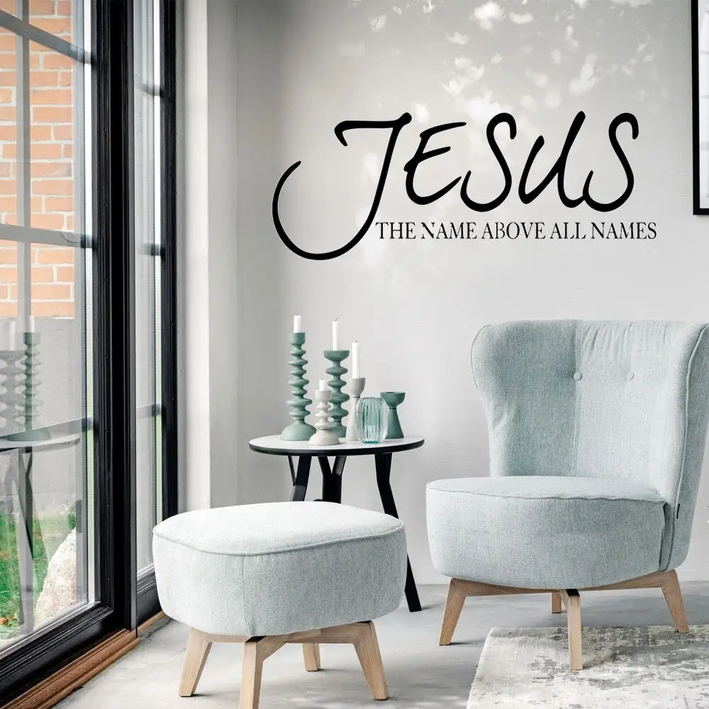 Jesus Name Above All Names Scripture Wall Decal Sticker Artwork | Christian Gift | Home Decor for Bedroom Bathroom Dorm Living Room Kitchen