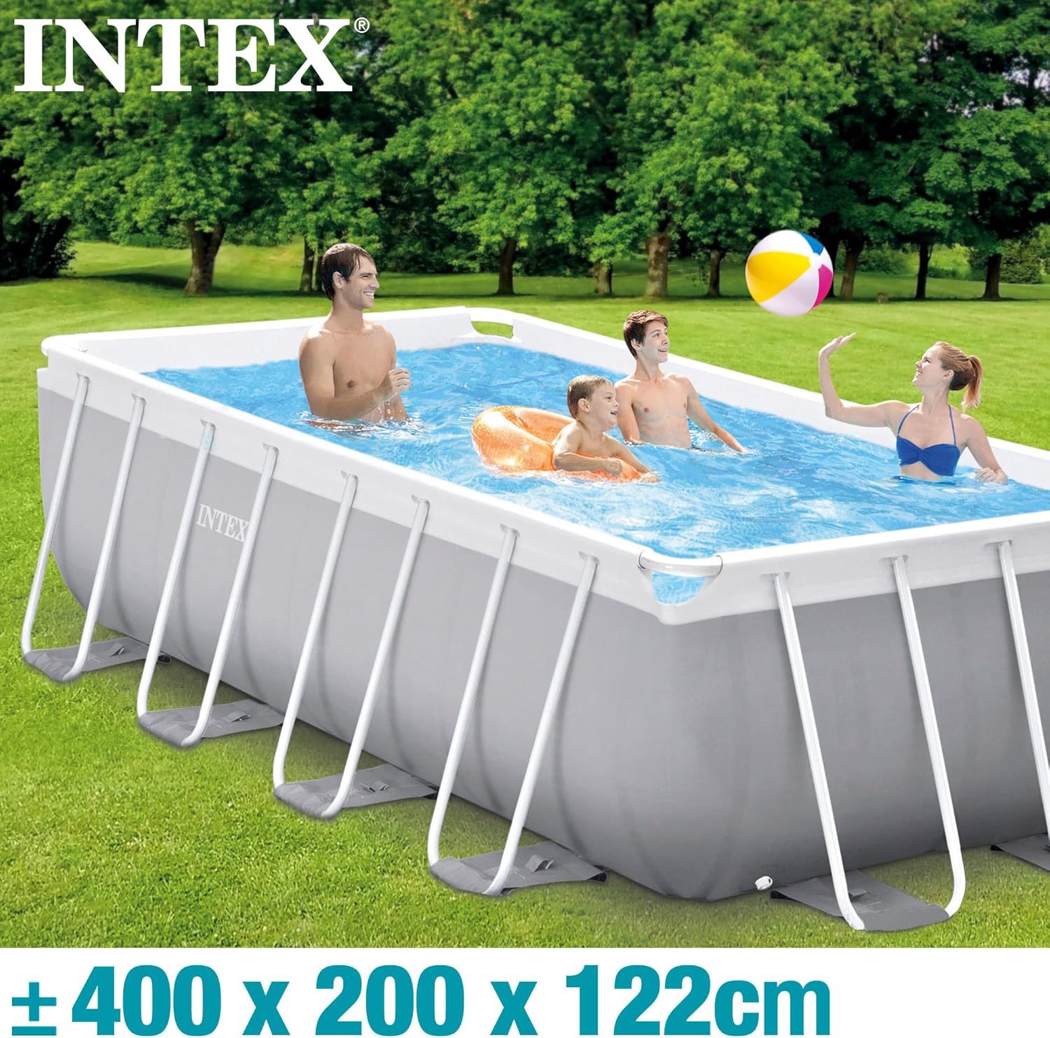 Intex kit Piscine Prism Frame rectangulaire Tubulaire (l) 4,00 x (l) 2,00 x (h) 1,22m