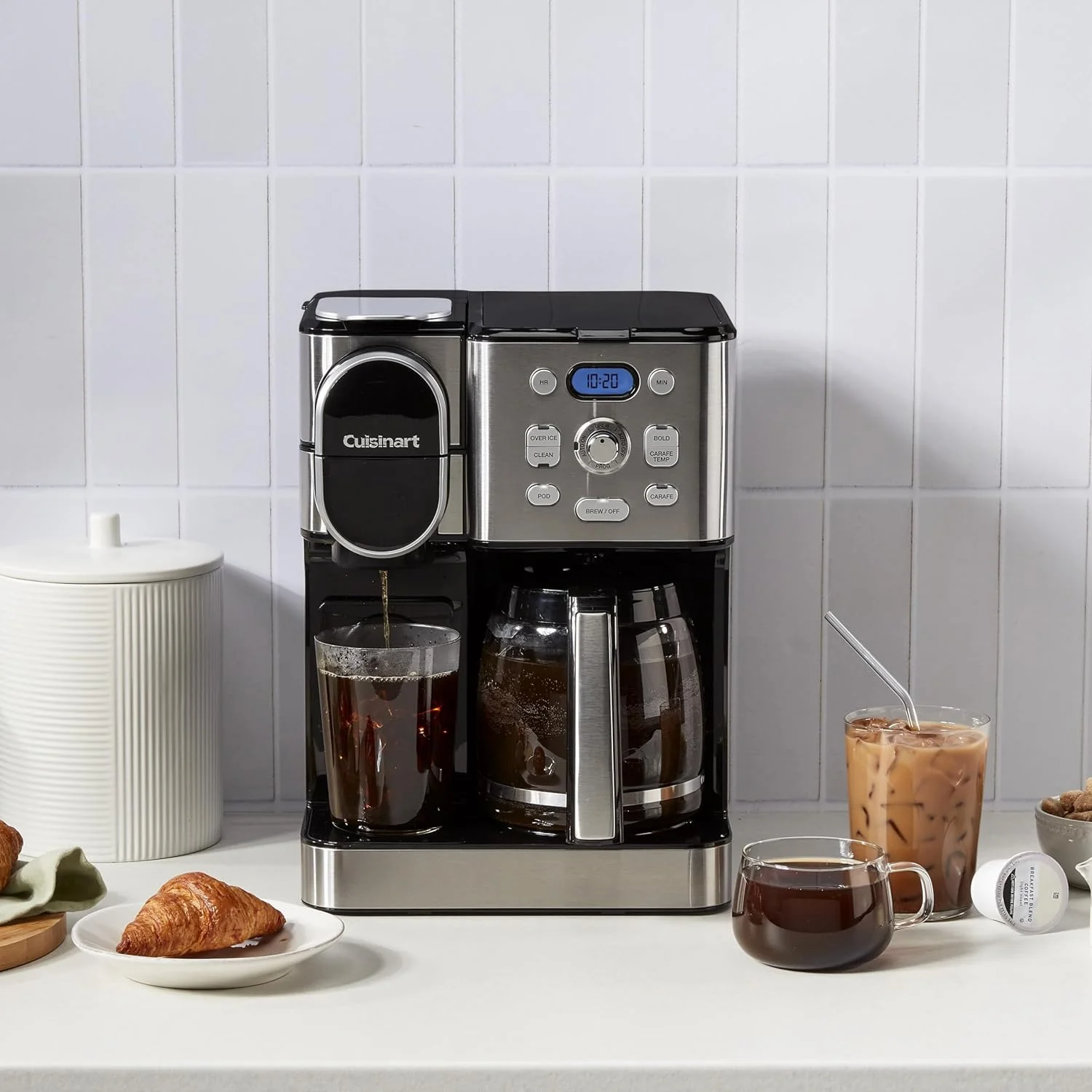 Cuisinart Coffee Maker, 12 Cup Glass Carafe, Automatic Hot & Iced Coffee Maker, Single Server Brewer, Stainless Steel, SS 16