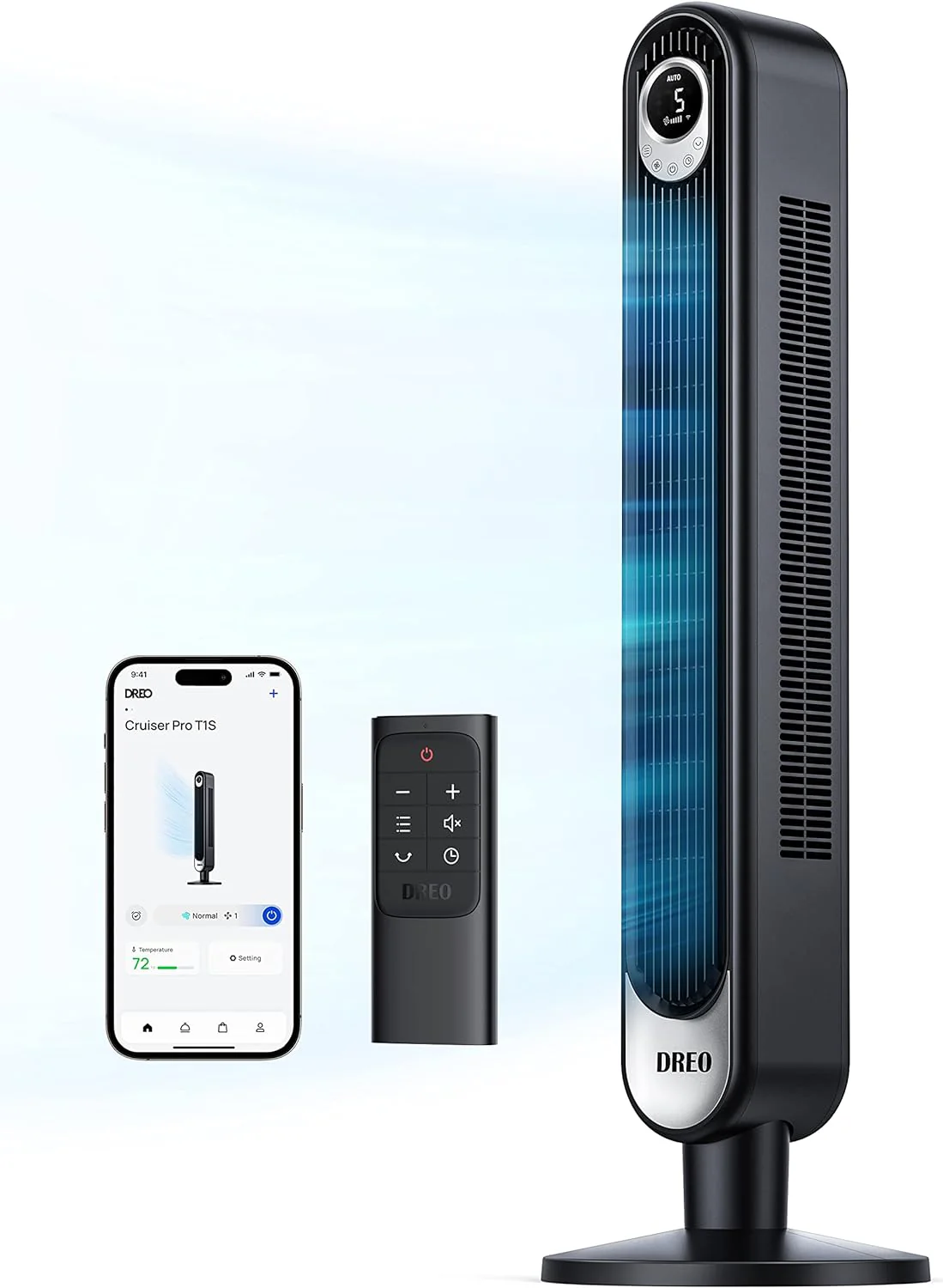 2026 Smart Tower Fan WiFi Voice Control, Works with Alexa/Google,Floor Standing Bladeless Oscillating Fan with Remote, 6 Speeds, 4 Modes, 12H Timer, for Indoor Bedroom Home Office