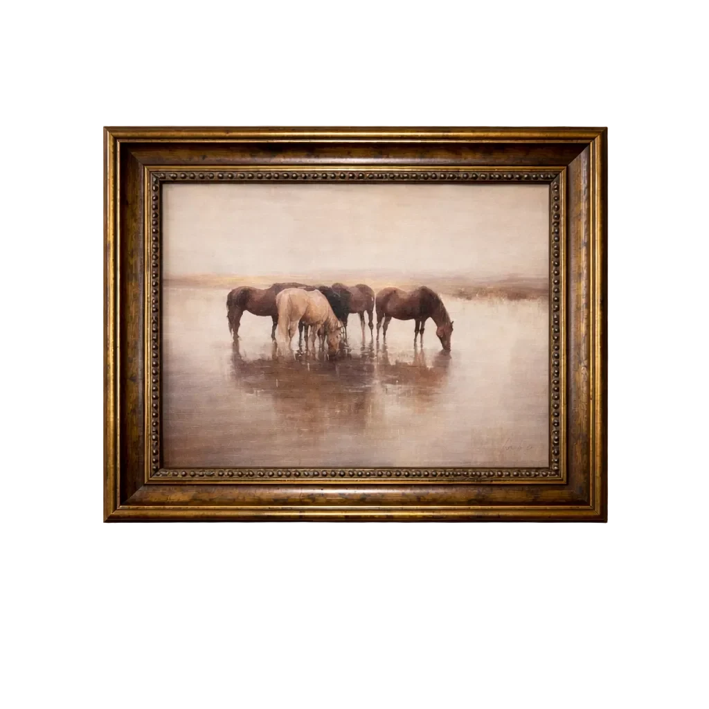 Horse Herd | French Beaded Brass Inspired Framed Art