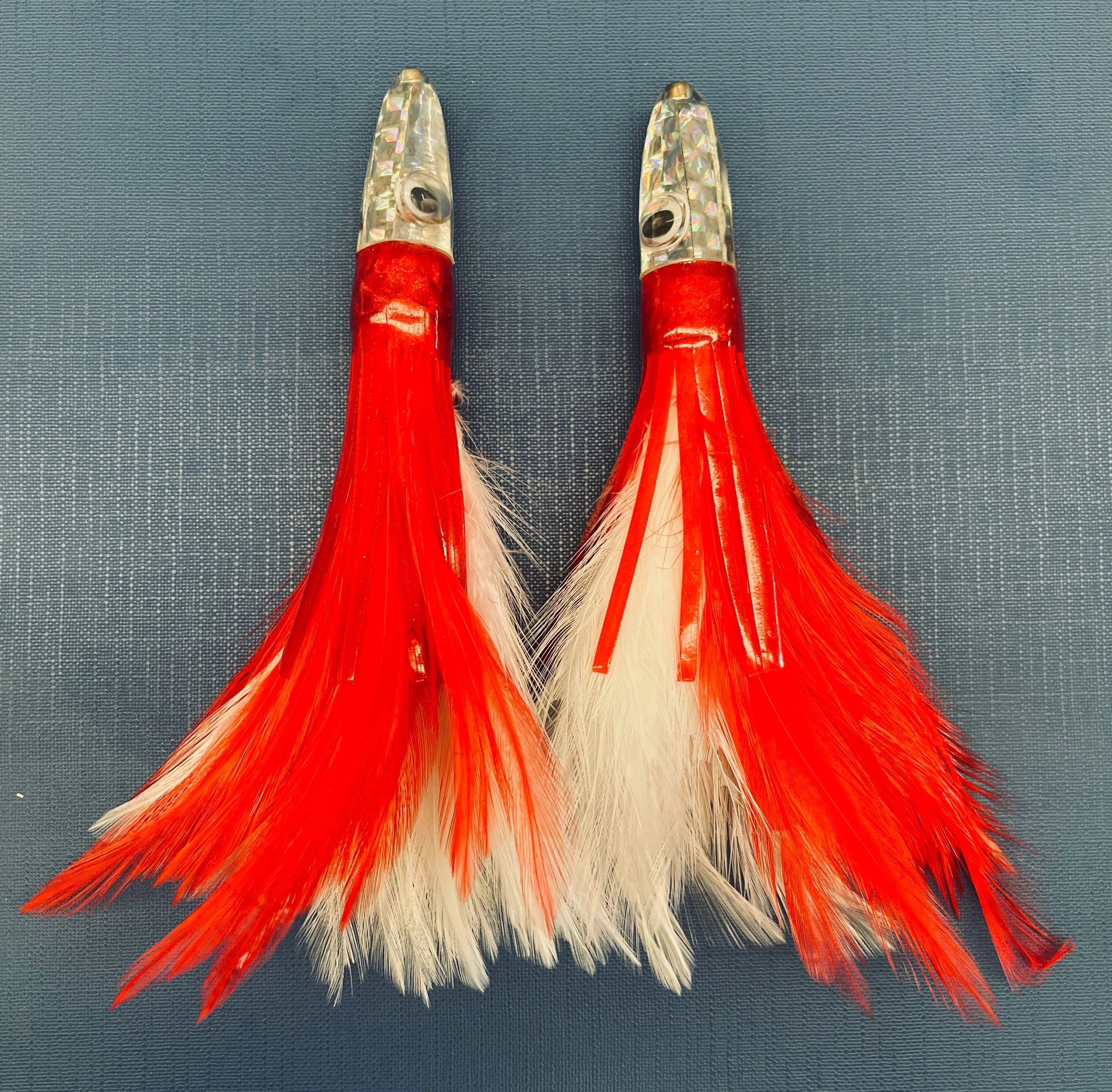 2pcs Tuna Trolling Lures Resin Head 15cm 35g Feather Flasher Fishing Lures