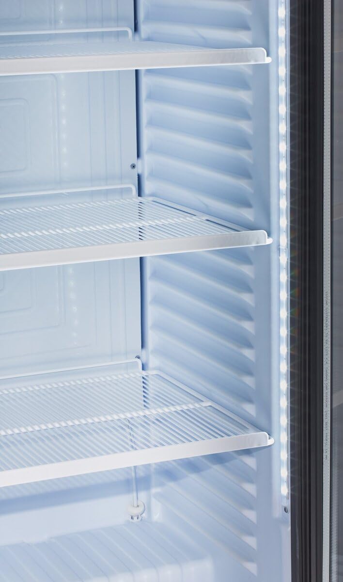 GastroHero Getränkekühlschrank Profi 382 für die Gastronomie, Made in Europe, 4 verstellbare Einlegeböden, 382 Liter Kühlraumvolumen, Kühlschrank mit Glastür, Abschließbar, Gastronomiebedarf, Schwarz
