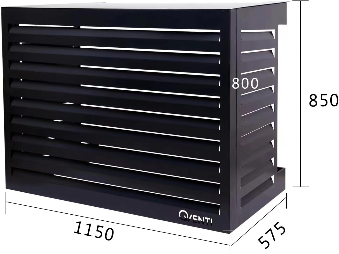 Qventi Abdeckung für Klimaanlage - Anthrazit/Grau - Aluminium - Schutzgitter - Verkleidung - Einfache Montage - Größe S - Außenmaße (LxBxH): 100 x 50 x 75 cm