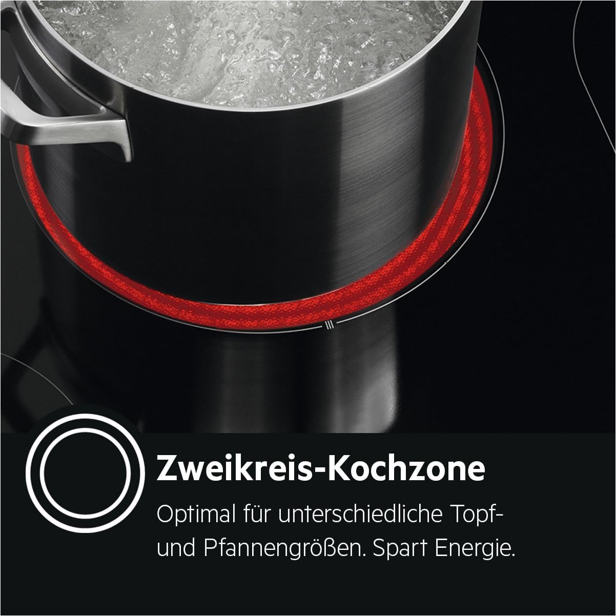 AEG HK654070FB Autarkes Kochfeld/Strahlenbeheizt/Slider-Bedienung / 60 cm/Facetten-Design / 4 Kochzonen/Bräterzone/Kindersicherung