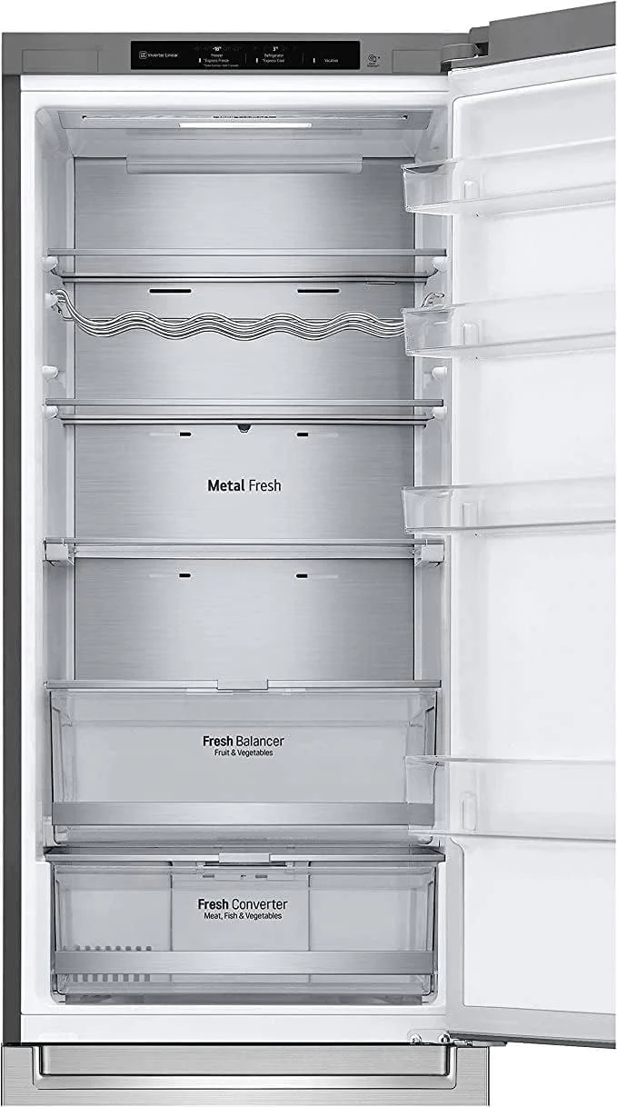 LG GBV22NCCEP Kühl-/Gefrierkombination – Smart Inverter Compressor, Total No Frost, Modern Flat Door Design, Matt Schwarz Metallic, Energieeffizienz A