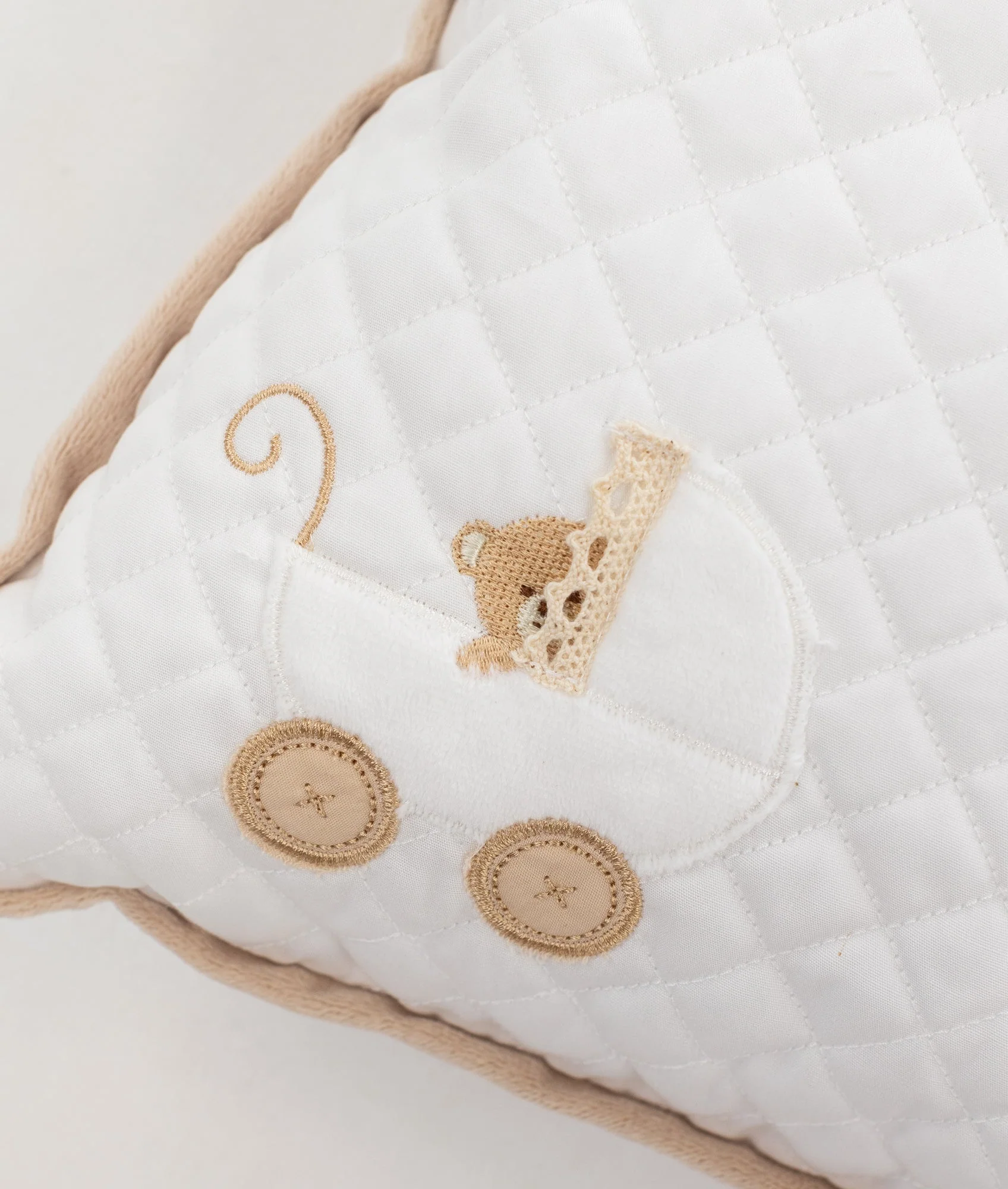 Toddler Quilted Pillow | White & Beige