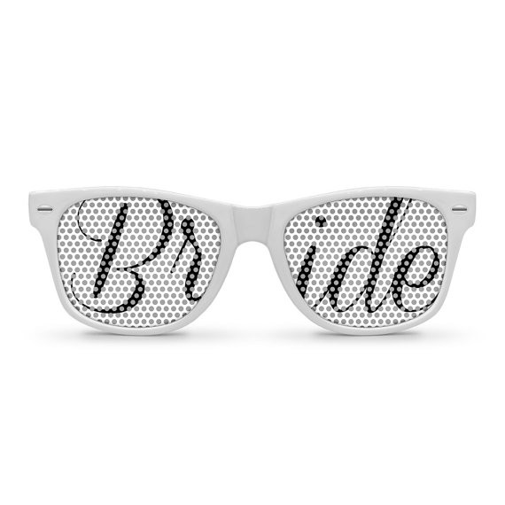 White Bride Pinhole Glasses With Black Bride Text BW1000