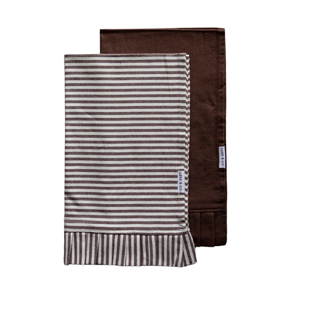 Brown & White Stripes Ruffle Kitchen Dish Towel