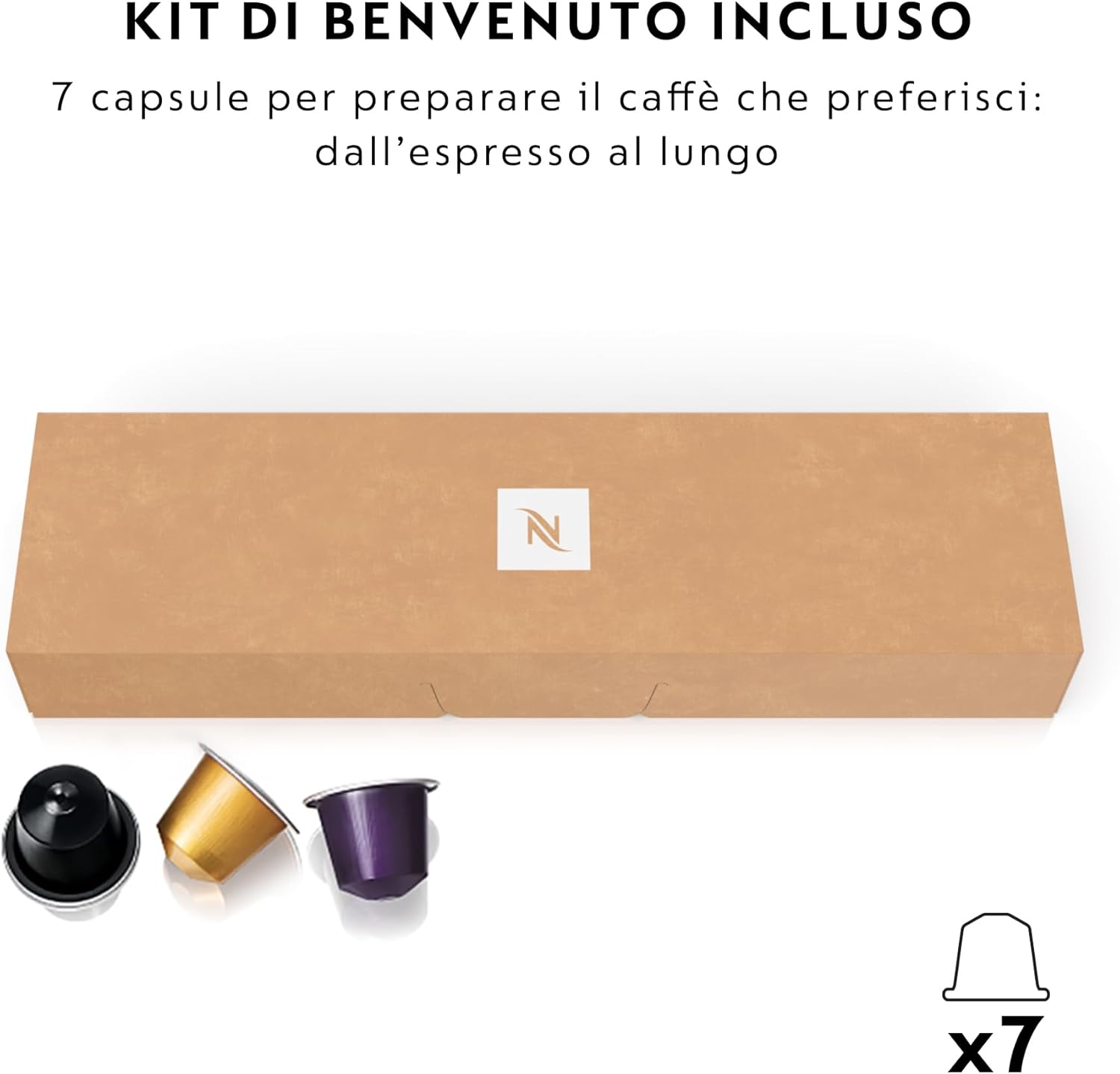 Nespresso Inissia EN80.B, Macchina da caffè di De'Longhi, Sistema Capsule Nespresso, Serbatoio acqua 0.7L, Nero