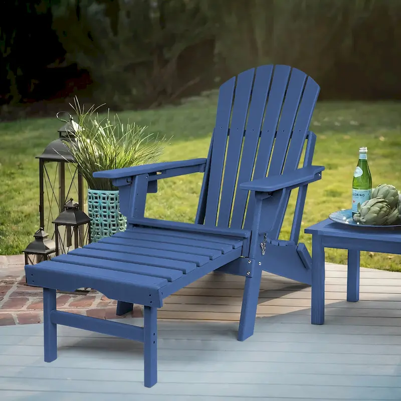 Vrakae Folding and Adjustable Adirondack Chair with Ottoman