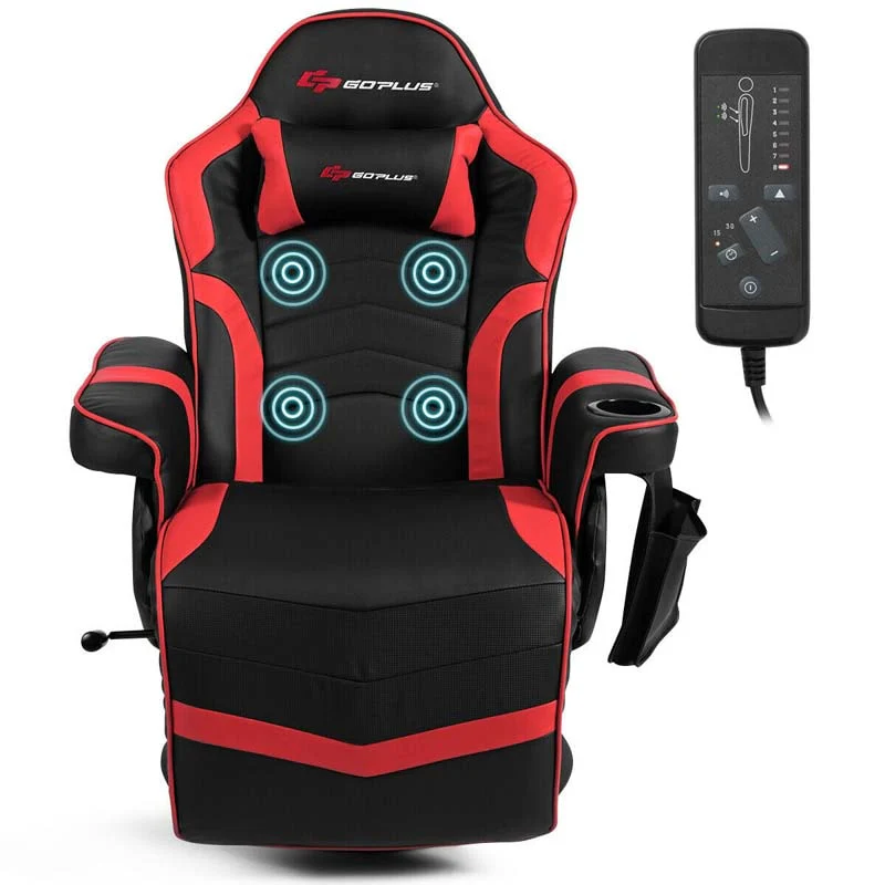 Pu Leather Massage Gaming Chair Ergonomic High Back Racing Style Gaming Recliner With Adjustable Backrest Amp Footrest Cup Holder Side Pouch - Comfortable And Ergonomic Design