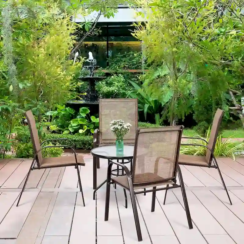 Costway 4PCS Patio Chairs Garden Deck Yard with Armrest - See Details