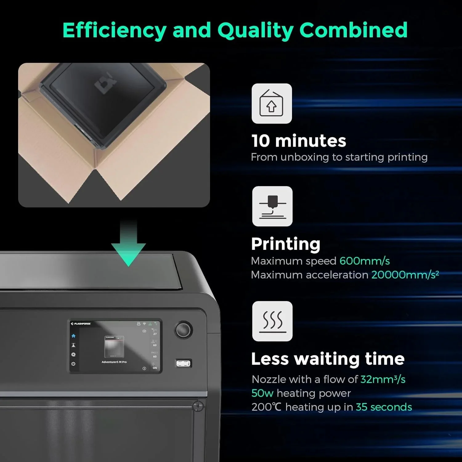 Adventurer 5M 3D printer with fully automatic leveling