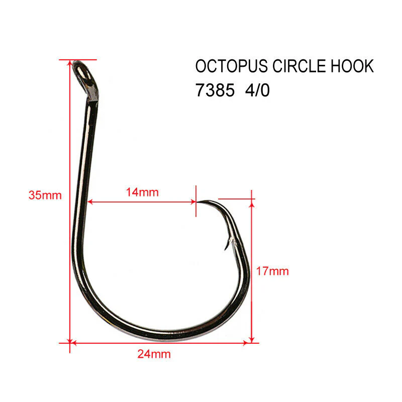 500 x #4/0 Chemically Sharpened Octopus Circle Hooks Fishing Tackle