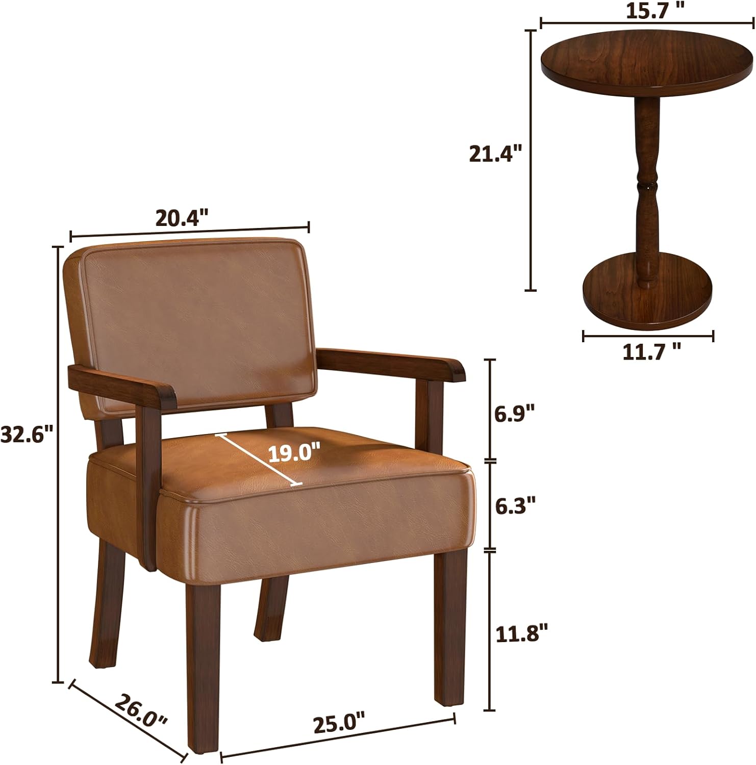 Accent Chair, PU Leather Living Room Chairs Oversize with Soft Seat and Armrests for Living Room Dinning Room Bedroom Reading Room Waiting Room