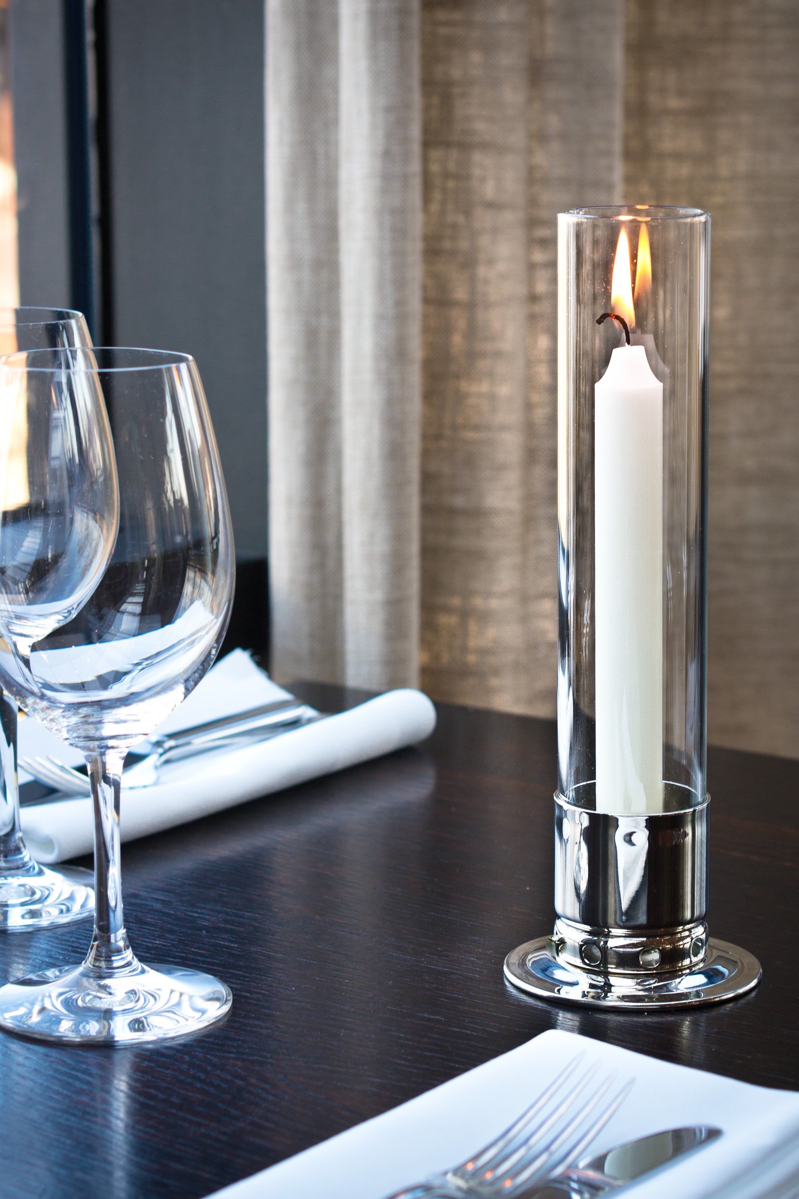 Nickel Candle Holder with Storm Glass
