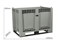 Cassa pallet Carvel 1200x800x850mm in polipropilene con 4 traverse, 600lt